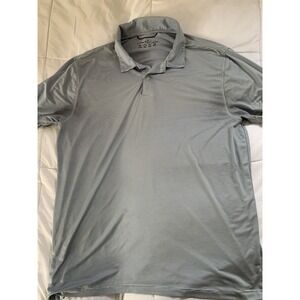 Cotton & Co Mens Golf Polo Blue/White Striped Short Sleeve Size Large Breathable